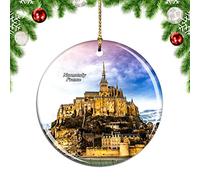 France Mont Saint Michel Normandie Pendentif Noël Ornement Céramique Décorations Hanging pour Bureau Maison Intérieur 7.3Cm