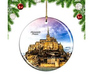 France Mont Saint Michel Normandie Pendentif Noël Ornement Céramique Décorations Hanging pour Bureau Maison Intérieur 7.3Cm