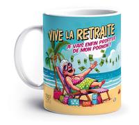 France Mug - 'Vive la Retraite - Je vais enfin profiter de mon pognon !' - (Collection Mamie) - Café Thé Idée Cadeau Original Anniversaire Retraite Fête Grand-Mère Humour Fantaisie Famille