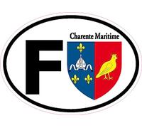 France Oval avec Blason 7x10 cm autocollant F17-CHARENTE-MARITIME