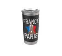 France Paris Tour Eiffel Drapeau France signe de l'amour Gobelet isotherme en acier inoxydable double paroi