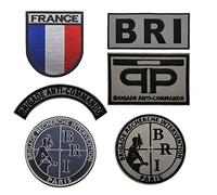 France Paris Unité Anti- BRI/Brigade Anti-Commando Écusson Brodé Patch Tactique Moral Brassard Emblème avec Support Crochet et Boucle