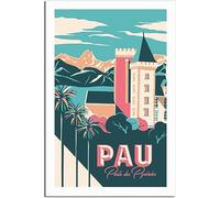 France Pau Pyrenees Vintage Rétro Mur Art Toile Affiche Art Imprimer Chambre Décoration Accueil Décoration Sans cadre 50x75cm