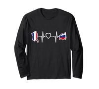France Russie Heartbeat Drapeau Russe France Manche Longue