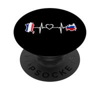 France Russie Heartbeat Drapeau Russe France PopSockets PopGrip Adhésif