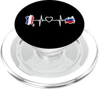 France Russie Heartbeat Drapeau Russe France PopSockets PopGrip pour MagSafe