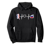 France Russie Heartbeat Drapeau Russe France Sweat à Capuche