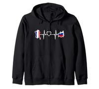France Russie Heartbeat Drapeau Russe France Sweat à Capuche