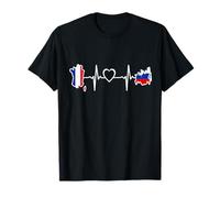 France Russie Heartbeat Drapeau Russe France T-Shirt