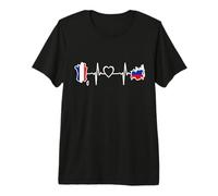 France Russie Heartbeat Drapeau Russe France T-Shirt Haut de Gamme
