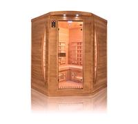 France Sauna - SN-SPECTRA04C - Sauna Infrarouge Spectra - Technologie Dual Healthy - Audio Stéréo Radio - Chromothérapie 7 Couleurs - 3 Places Angulaire Bois