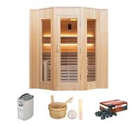 France Sauna - SN-ZEN4PK - Sauna Vapeur Zen - Poêle et Pierre Inclus - Puissance 6 KW - 4 Places Pack Complet, Bois