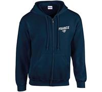 France Six Nation Rugby Sweat à capuche zippé pour homme Bleu marine, bleu marine, XL