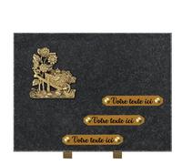 France Tombale Plaque funéraire personnalisée - Granit - assemblée en France - bronze brouette - H 30 X L 40 cm - 3 textes