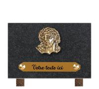 France Tombale - Plaque funéraire personnalisée - Granit - assemblée en France - bronze Jésus - H 12 X L 18 cm - 1 texte