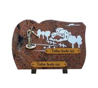 France Tombale Plaque funéraire personnalisée - Granit - Assemblée en France - Bronze pétanque - H 20 X L 30 cm - 2 textes