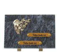France Tombale - Plaque funéraire personnalisée - Granit - assemblée en France - bronze Vierge Marie - H 20 X L 30 cm - 2 textes