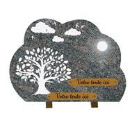 France Tombale Plaque funéraire personnalisée - Granit - Assemblée en France - Gravure arbre de vie - H 25 X L 35 cm - 2 textes