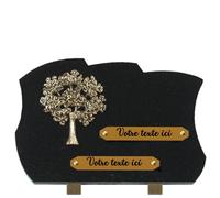 France Tombale Plaque funéraire personnalisée - Plaque funéraire - Granit Marlin - assemblée en France - bronze arbre de vie - H 20 X L 30 cm - 2 textes