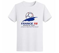 France World Cup 98 Football Oversized t Shirt Graphic t Shirts Tees Tops O-Neck Cotton T-Shirt Streetwear Men Clothing White(Large)