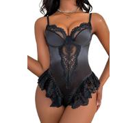 Francés Sexy lencería erótica Cintura moldeada Body de Encaje empalme Vestido Sin espalda Con Sujetador Hebilla oculta