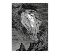 Francesca et Paolo da Rimini Poster de Gustave Doré 60 x 80 cm Noir et blanc Tableaux Décoration murale