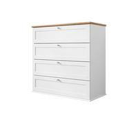 Best Mobilier - Commode Francesco en Bois Blanc avec Rangements 4 Tiroirs - Chambre Adulte