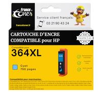 FranceToner 1 Cartouche Compatible pour HP 364XL Cyan Haute Capacité | Encre Haute Qualité pour Imprimante Photosmart 5510 5520 5525 6520 7520, Compatible Officejet 4620 4622, Deskjet 3520