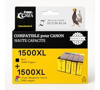 FranceToner - 1500XL - 5 Cartouches Compatibles pour Canon PGI-1500 PGI1500, Encre pour Canon 1500 XL - pour Maxify MB2150 MB2155 MB2350 MB2000 MB2050 MB2300 MB2750 MB2755