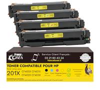 FranceToner - 201X - Toner Laser Compatible pour HP 201x CF400X CF401X CF402X CF403X - Cartouche pour Imprimante Color LaserJet Pro MFP M277dw MFP M277n M252n M252dw MFP M274n (Pack de 4)