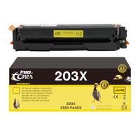 FranceToner - 203X - Toner Laser Compatible HP CF543X Jaune - Cartouche Haute Capacité 2500 Pages - pour Imprimantes Color Laserjet Pro M254, MFP M278, M280, M281 (203X Jaune)