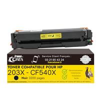 FranceToner - 203X - Toner Laser Compatible pour HP 203x CF540X Noir - Cartouche Haute Capacité 3200 Pages - Encre pour Imprimantes Color LaserJet Pro M254, MFP M278, M280, M281 (203X Noir)
