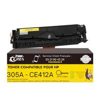 FranceToner - 305A - Toner Laser Compatible pour HP 305a CE412A Jaune - Haute Capacité - pour Imprimantes LaserJet Pro 300, 400 Color M351A, MFP M375NW, M451DN... (305A Jaune)
