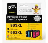 FranceToner 4 Cartouches Compatibles pour HP 963XL OfficeJet Pro 9012 9014 | Encre 963 Haute Qualité pour Imprimante OfficeJet Pro 9010 9012 9014 9015 9016 9018 9019 9020 9022 9025