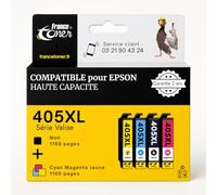FranceToner - 405XL - Cartouches Encre Compatibles pour Epson 405 XL série Valise - Pack pour Epson Workforce Pro WF-3820 WF-3825 WF-4820 WF-4825 WF-7310 WF-7830 WF-7835 WF-7840