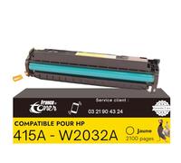 FranceToner - 415A - Toner Laser Compatible pour HP 415a W2032A Jaune - pour HP Color LaserJet Enterprise M455dn, MFP M480, M480f, Pro M454, M454dn, M454dw (415A Jaune)
