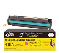 FranceToner - 415A - Toner Laser Compatible pour HP 415a W2033A Magenta - pour HP Color LaserJet Pro m454dw, M455dn, MFP M480, M480f, Pro M454,M454dw (415A Magenta)
