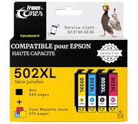 FranceToner - 502XL - Cartouches Encre Compatibles pour Epson 502 XL série Jumelles - Pack pour epson Expression Home XP-5105 XP-5100 XP5105 Workforce WF-2860DWF WF-2865DWF WF-2860