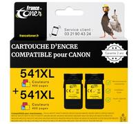 FranceToner - 541XL - Pack 2 Cartouches Compatibles pour Canon 541 CL-541 XL Couleur - Haute Capacité - Encre pour Imprimentes PIXMA TS5150 TS5151 MG2150 MG2250 : MX375 MX395 MX475