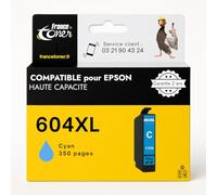 FranceToner - 604XL - Cartouches Encre Compatibles Epson 604 XL Cyan - pour Imprimantes Expression Home XP2200, XP2205, XP3200, XP3205, Workforce WF2910 (604XL Cyan)