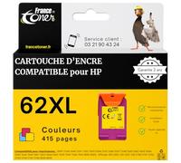 FranceToner - 62XL - Cartouche d'encre Compatible avec HP 62 XL Couleurs - pour HP Envy 5540-5542 - 5543-5544 - 5545-5546 - 5547-5548 All in One One 5640 5642 (62XL Couleurs)