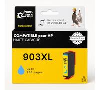 FranceToner - 903XL - Cartouche Encre Compatible pour HP 903 XL Cyan - pour Imprimantes OfficeJet 6950, 6951 All-in-One, OfficeJet Pro 6860 All-in-One (903XL Cyan)