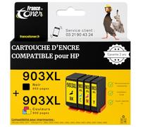 FranceToner - 903XL Cartouche Encre Compatible pour HP 903 XL Pack de 4 - pour Imprimantes HP officejet Pro 6960, 6950, 6951 All-in-One, 6860 All-in-One (903XL Pack de 4)