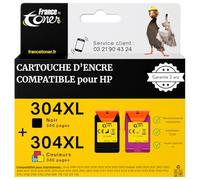 FranceToner - Cartouche Compatible pour HP 304 et 304XL Noir et Couleurs - Encre pour Deskjet 2600 2620 2625 2630 2635 2655 3700 3720 3760 3755 Envy 5010 5020 5030 5032 - Pack de 2