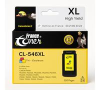 FranceToner Cartouche Encre CL-546XL Cartouche d'encre Couleur C/M/Y Haut rendement 300 A4 Pages, Équivalent Canon PG-545 CL-546 pour TR4550, TS3150, TS3350, MG2550s, MG2950, MG3050