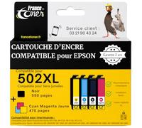 FranceToner - Cartouches d'encre Compatibles pour Epson 502 et 502XL - pour Imprimante Expression Home XP-5105 XP-5100 XP5105 Workforce WF-2860DWF WF-2865DWF WF-2860