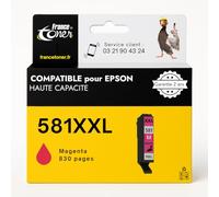 FranceToner - CLI581 XL - Cartouche d'encre Compatible avec Canon PGI580 CLI581 - Magenta Taille XXL - pour Canon PIXMA TR 7550-7650 - 8550 - TS 6100 E - 6150-6151