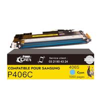 FranceToner - CLT-406S - Toner Laser Compatible Samsung P406C CLT-P406C 406S Cyan - pour Imprimantes CLX 3305 Xpress CLP 365 CLX 3300 C410W C460FW CLX-3305W (CLT-C406S)