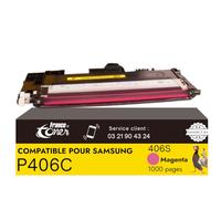 FranceToner - CLT-406S - Toner Laser Compatible Samsung P406C CLT-P406C 406S Magenta - pour Imprimantes CLX 3305 Xpress CLP 365 CLX 3300 C410W C460FW CLX-3305W (CLT-M406S)