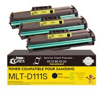 FranceToner D111S Toner Compatible pour Samsung MLT-D111S Noir Pack de 3